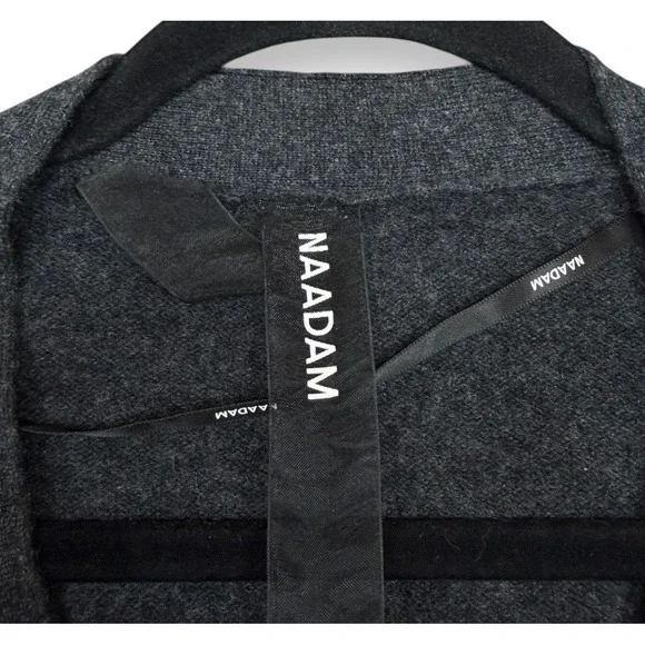Naadam Cardigan Sweater Womens M Gray 100% Cashmere V Neck Academia Minimalist - Picture 3 of 9